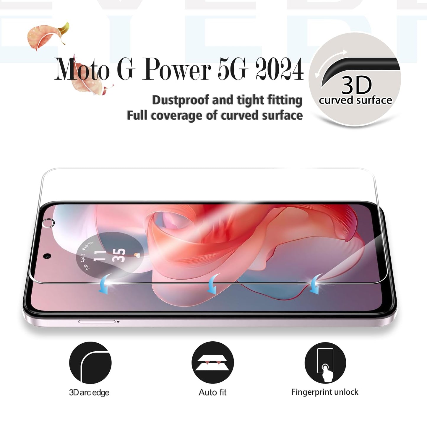 YEYEBF Moto G Power 5G-2024 HD Clear Tempered Glass Screen Protector + Camera Lens Protectors, [2+2 Pack] [Case Friendly] [Anti-Glare] [Bubble-Free]