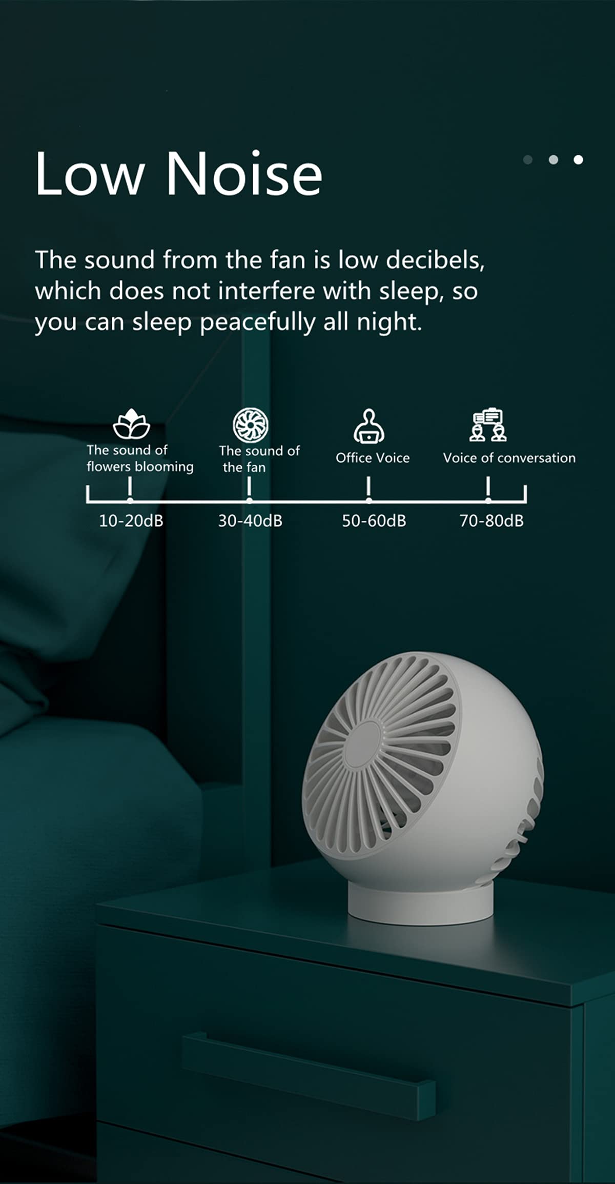 Mini Silent Fan, Nine-Blade Desktop Fan, Three-Speed Wind Adjustment.(White)