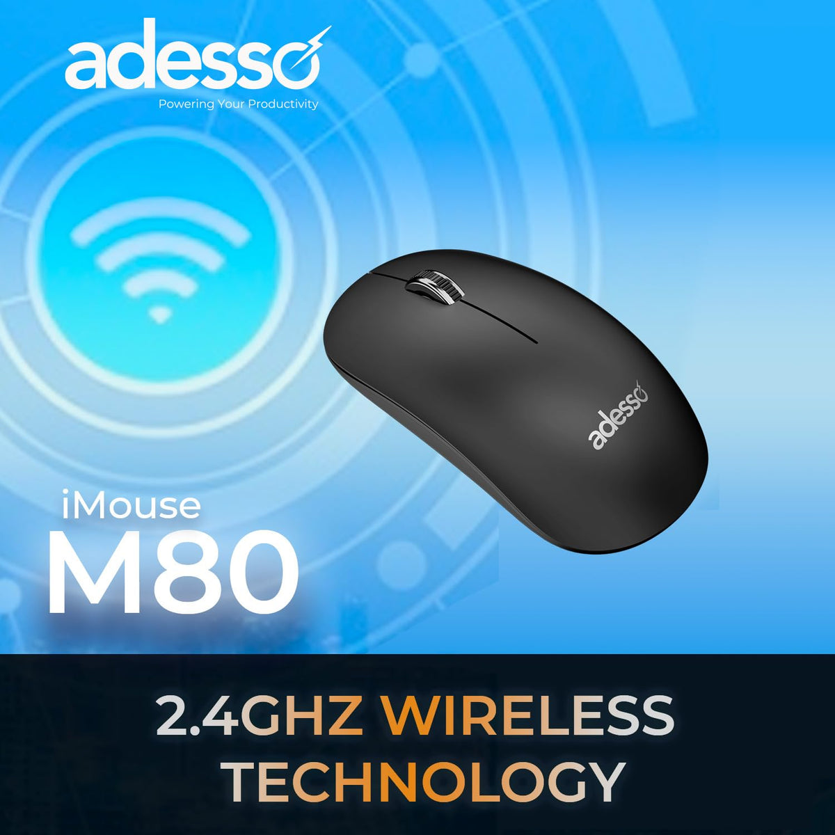 Adesso Wireless 2.4GHz Optical Desktop Mouse Ambidextrous