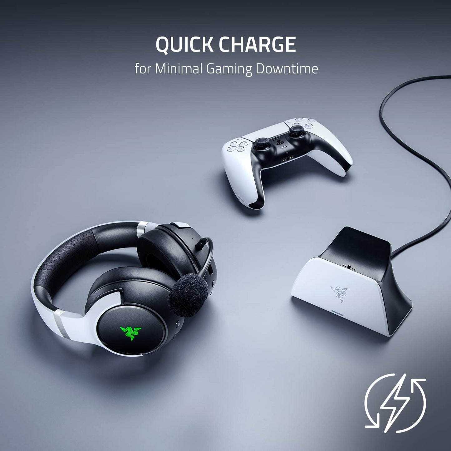 Razer Quick Charging Stand for PlayStation 5: Quick Charge - Curved Cradle Design - Matches PS5 DualSense Wireless Controller - One-Handed Navigation