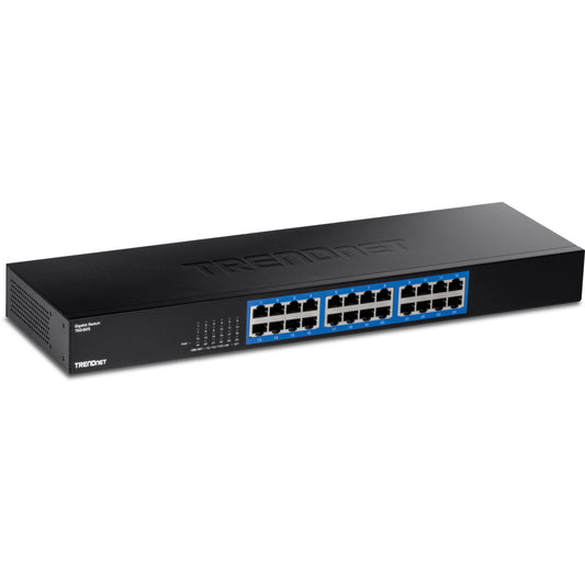TRENDnet 24-Port Gigabit Switch, TEG-S25, 24 x Gigabit RJ-45 Ports, 48Gbps Switching Capacity, Fanless Design, Metal Enclosure, Internal Power Supply