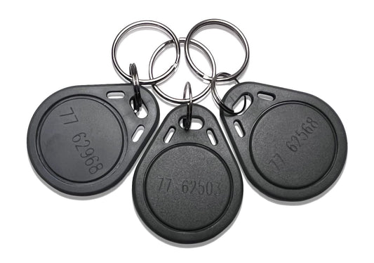 AuthorizID 10 - 26 Bit H10301 125 KHz Proximity Thin Grey Fobs Wiegand T5577 chip. Compatible with 1386 1326 7610 1586 1391 and 1346. Works