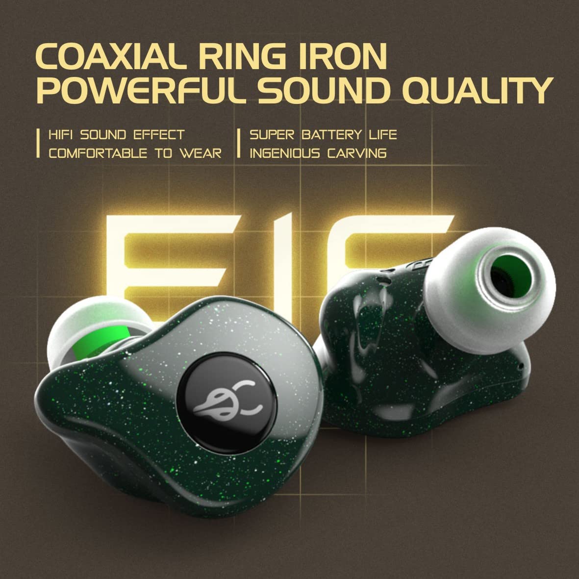 ICESOMNUS Sabbat E16 Astria Coaxial Acoustic Architecture Wireless Earbuds Blutooth 5.2 in-Ear HiFi Stereo Headphones with Built-in Mic and Charging…