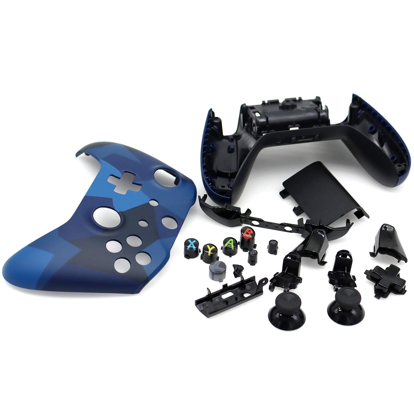Deal4GO Full Housing Shell kit w/Thumbstick/Buttons/RB LB Bumper/Frontplate Replacement for Xbox One Controller Blue