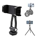 Aluminium Alloy Phone Tripod Mount, Universal Cell Phone Mount Adapter with 2 Cold Shoe Mount for Horizontal and Vertical Shooting, Compatible