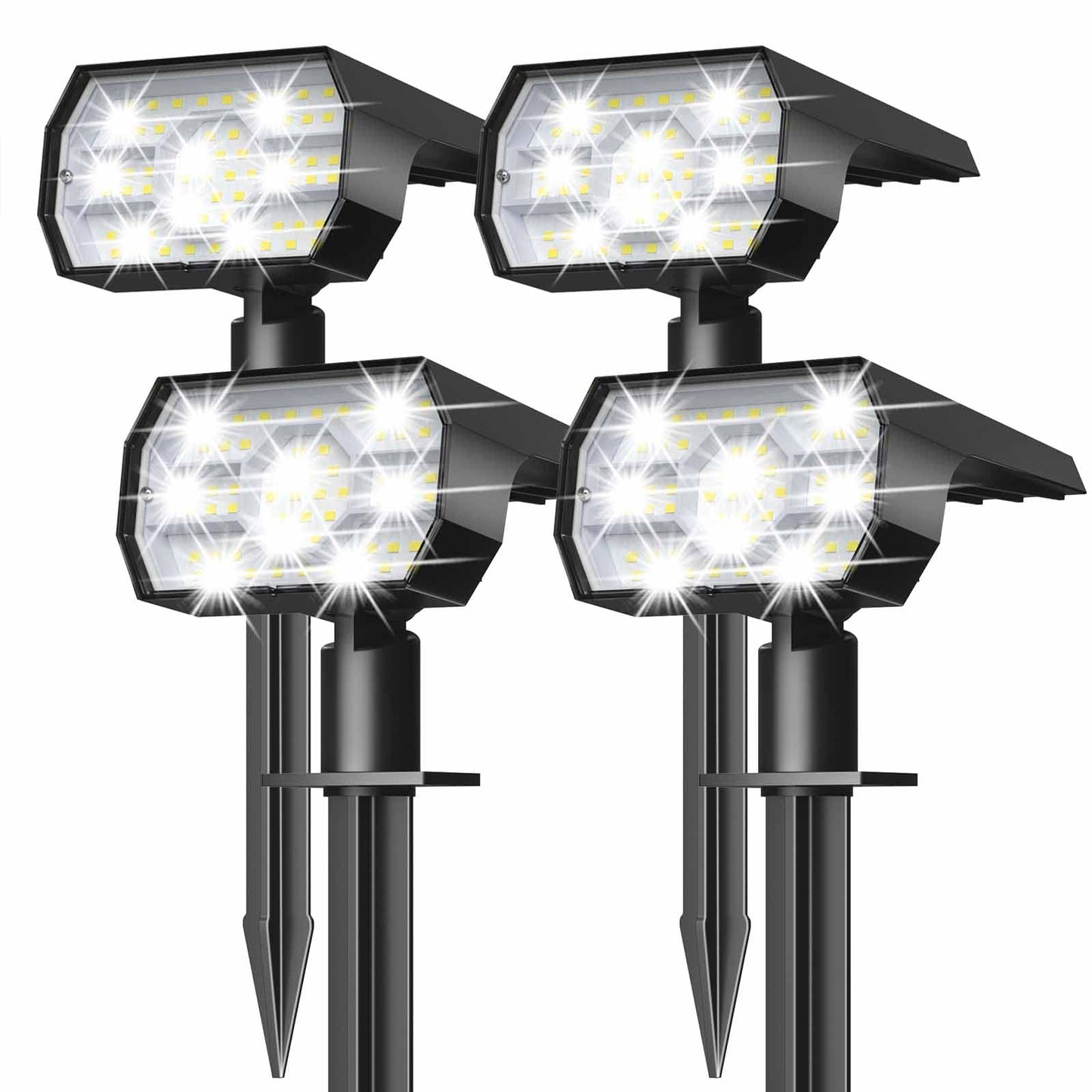 NYMPHY Solar Lights Outdoor Waterproof IP68, 56 LED 3 Lighting Modes Solar Powered Garden Yard Spot Solar Lights for Outside Landscape- 4 Pack (Cool