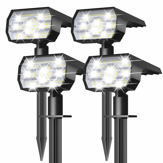 NYMPHY Solar Lights Outdoor Waterproof IP68, 56 LED 3 Lighting Modes Solar Powered Garden Yard Spot Solar Lights for Outside Landscape- 4 Pack (Cool