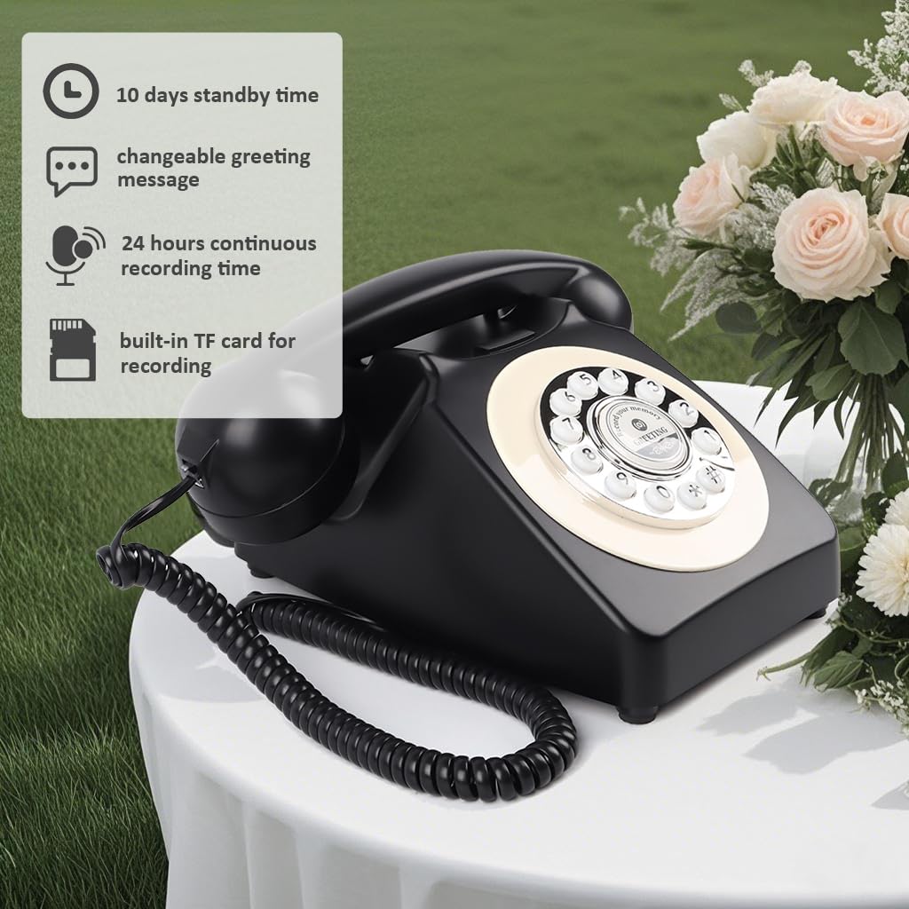 TelPal Voice Recording Audio Guest Book - Guest Book Phone for Weddings, Bridal Showers, Anniversaries | Retro Telephone Voice Recorder | USB