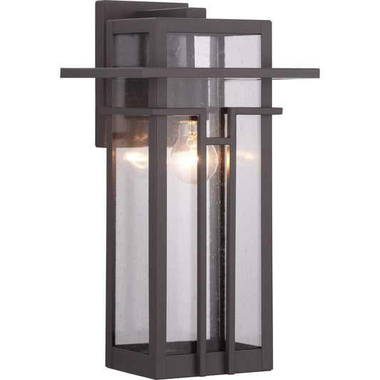 Progress Lighting Boxwood Collection 1-Light Clear Seeded Glass Craftsman Outdoor Large Wall Lantern Light Antique Bronze, 16.50x9.00x9.00