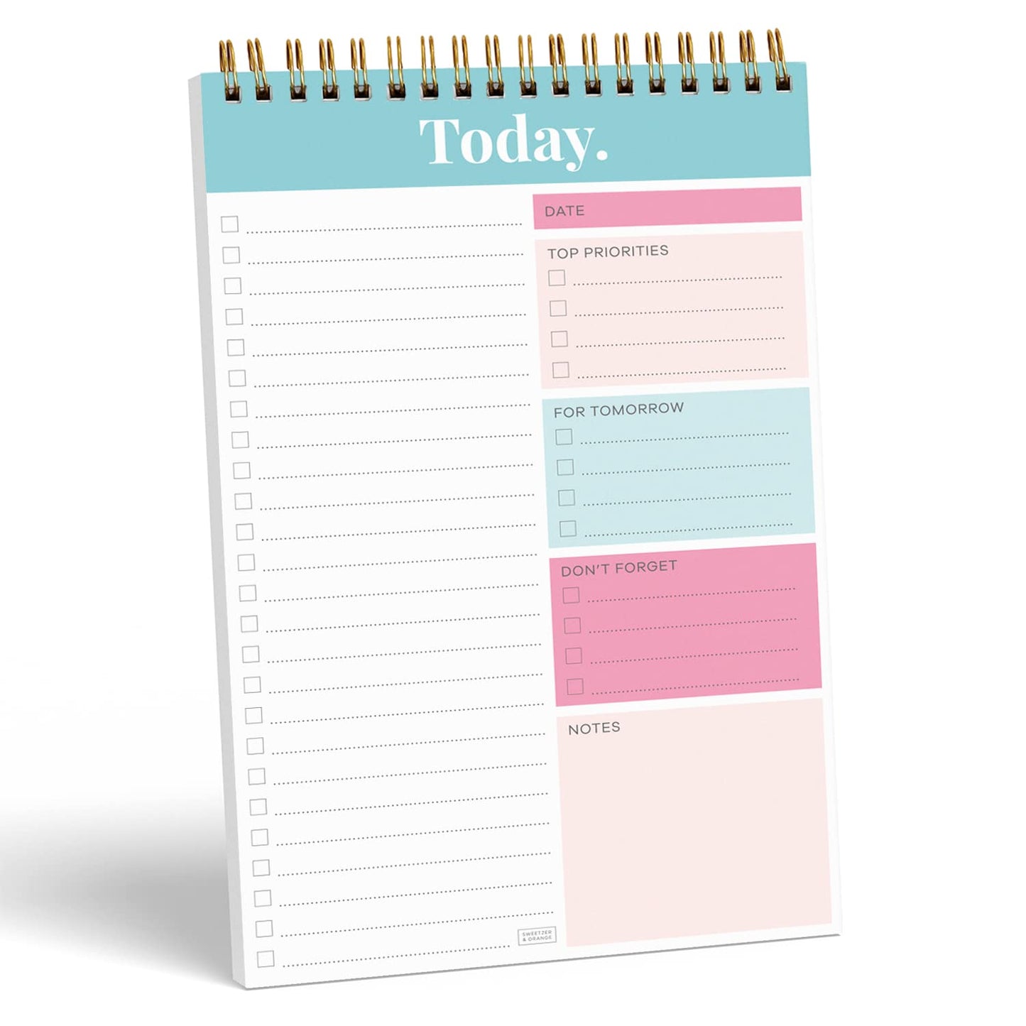 S&O Daily Planner Notepad for Productivity - 52 Page Routine To Do List - Undated Writing pad and Organizer - Every day To Do List Scheduler- Coiled