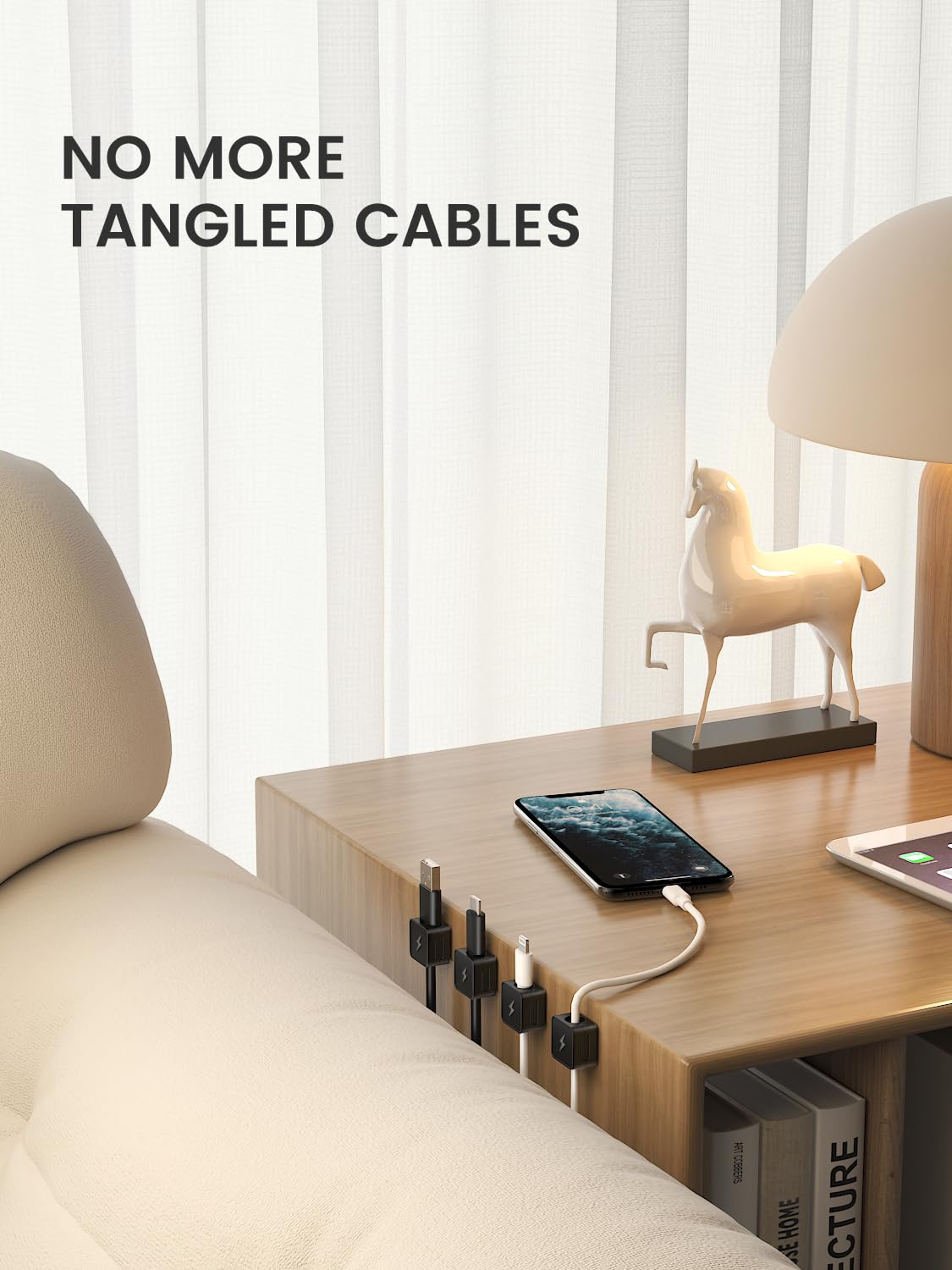 12 Pack Magnetic Cable Clips, Phone Cord Holder for Nightstand, Under Desk Cable Management, Canisflax Adhesive Wire Charging Cord Organizer Keepers