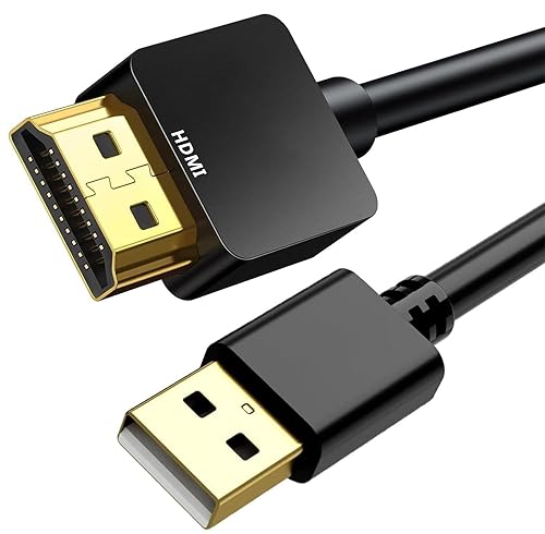 HRIOEKAX USB to HDMI Charger Cable, USB-A to HDMI Male Cord for Monitor/HDTV/DVD Player/Projector, 1.65FT/0.5M, Black