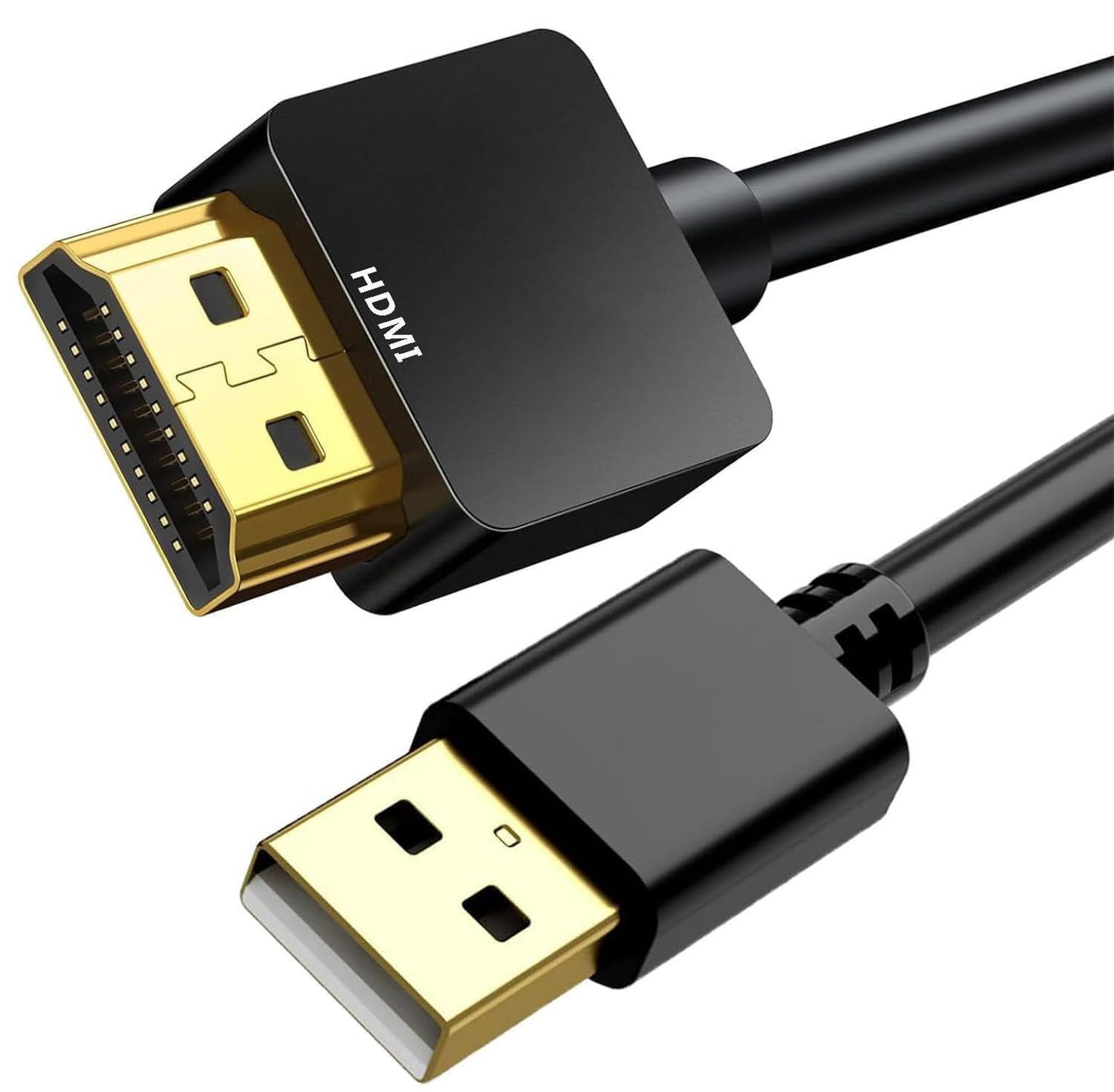 HRIOEKAX USB to HDMI Charger Cable, USB-A to HDMI Male Cord for Monitor/HDTV/DVD Player/Projector, 1.65FT/0.5M, Black