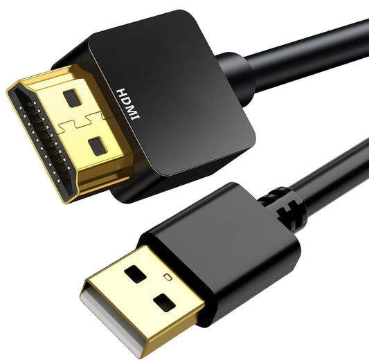 HRIOEKAX USB to HDMI Charger Cable, USB-A to HDMI Male Cord for Monitor/HDTV/DVD Player/Projector, 1.65FT/0.5M, Black