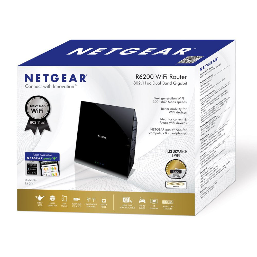 NETGEAR Wireless Router - AC 1200 Dual Band Gigabit (R6200)
