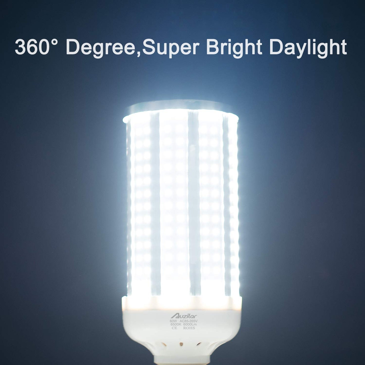 2-Pack?500W Equivalent?LED Corn Light Bulb 6000 Lumen 6500K 60W Large Area Cool Daylight White E26/E27 Medium Base for Outdoor Indoor Garage Warehouse