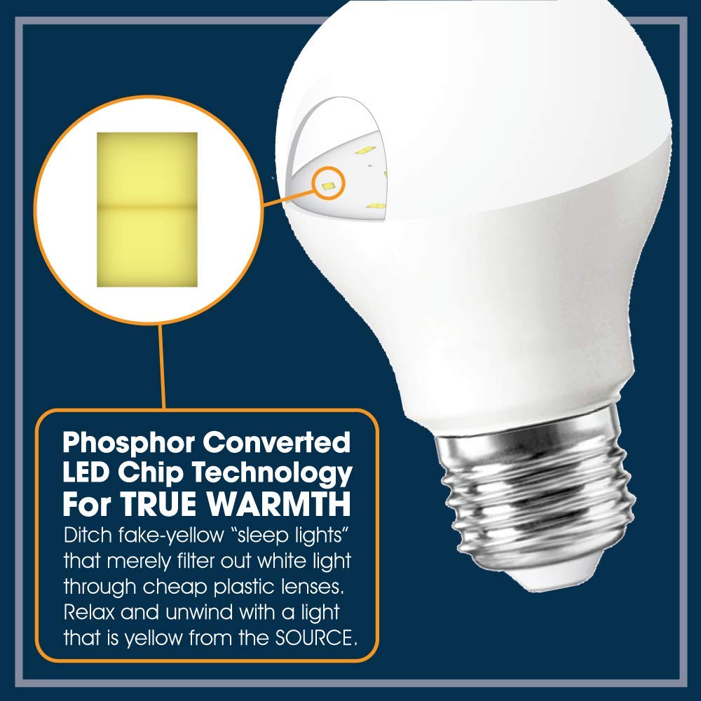 Miracle LED 9W Sleep Study Blue Light Blocking Bulb to Aid Unwinding and Relaxation for Bedtime (2-Pack), Amber Glow