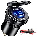 BATIGE PD 45W USB C Quick Charger 18W USB 3.0 Charger Socket Waterproof with Switch LED Voltmeter and Wire Fuse DIY Kit for 12V/24V Car Boat Marine