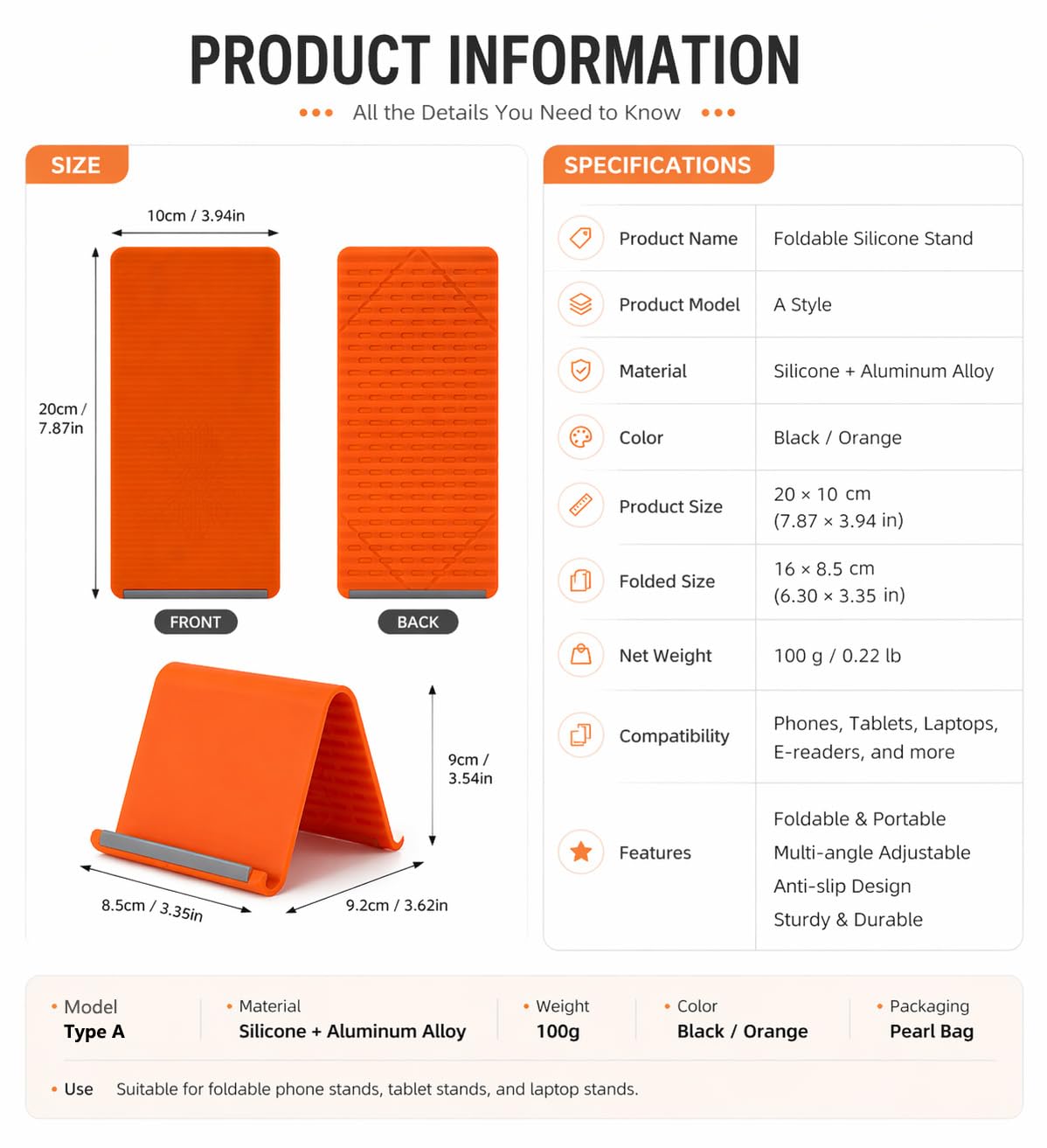 New Portable Foldable Silicone Phone Holder, Flexible Silicone Phone Holder, Multi-Angle Adjustable Stand ? Folded into Any Shape, for Mobile