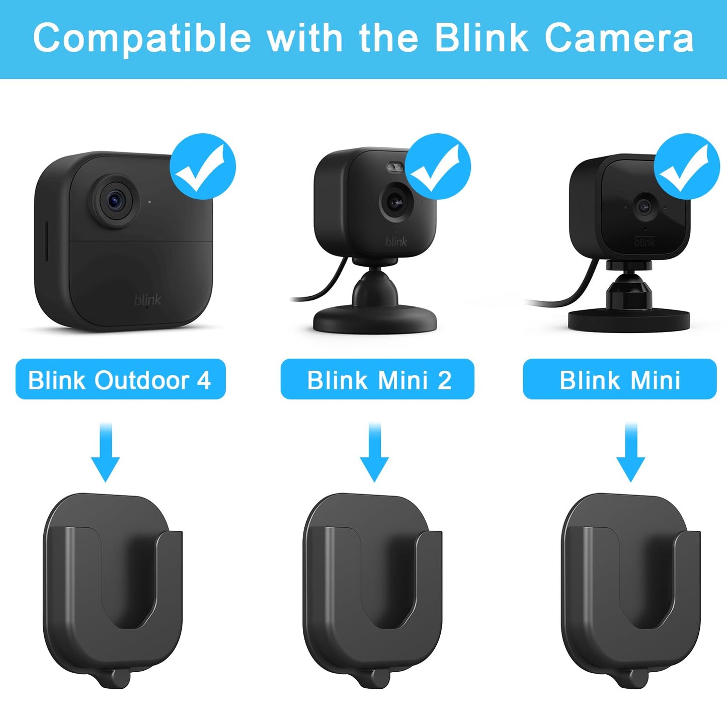 3PACK Adhesive Wall Mount Bracket for Blink Outdoor 4th Gen & 3rd Gen, Blink Indoor/Blink Mini/Mini 2 Camera, No Tools Need No Drill