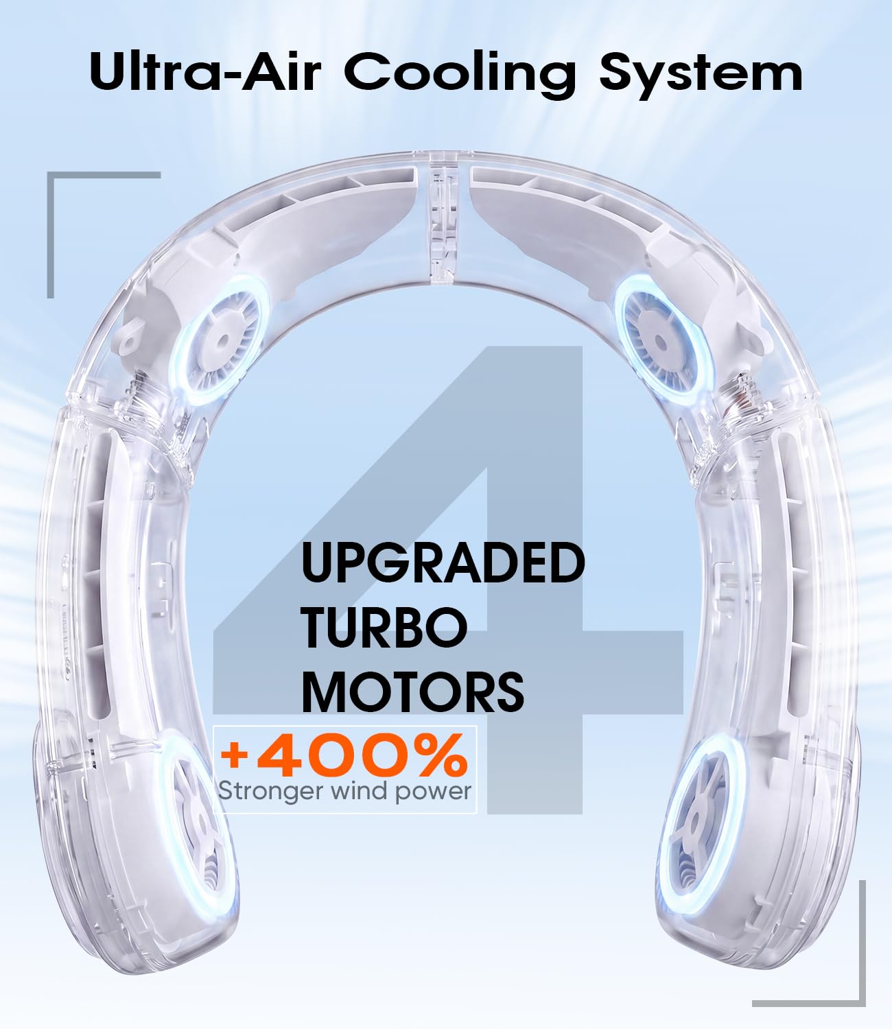 ChillGo Neck Fan, 4 Turbo Foldable Portable Fans - Personal Bladeless Fan