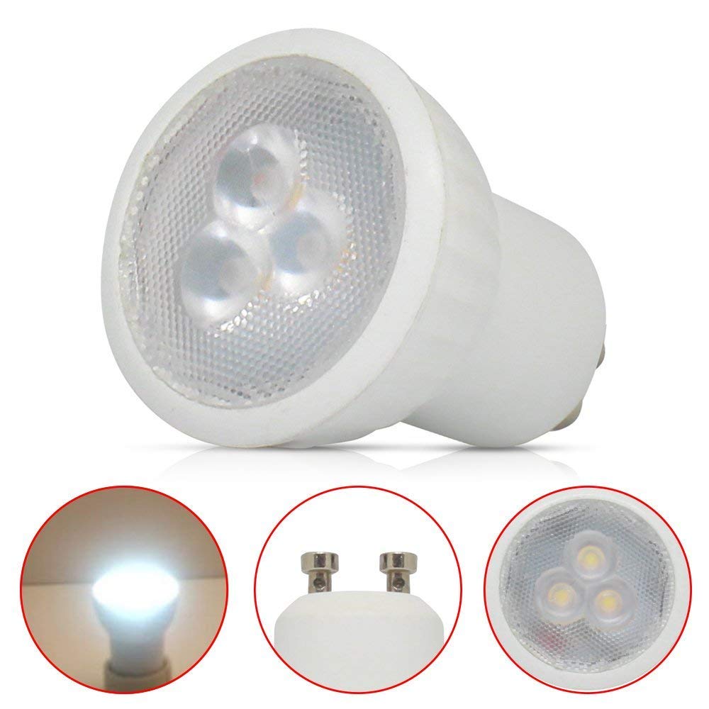 Edearkar MR11 GU10 LED Light Bulbs (4 Pack) 3W LED Spotlight 30W Halogen Bulbs Equivalent 6000K Daylight White Non-Dimmable GU10 Track Lighting