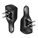 NDLBS 2Pack USB Car Charger, 2-in-1 Portable With Foldable Plug Wall Charger for iPhone X XR XS 7 8 Plus Note 8 9 Galaxy S8 S9 Plus LG Pixel