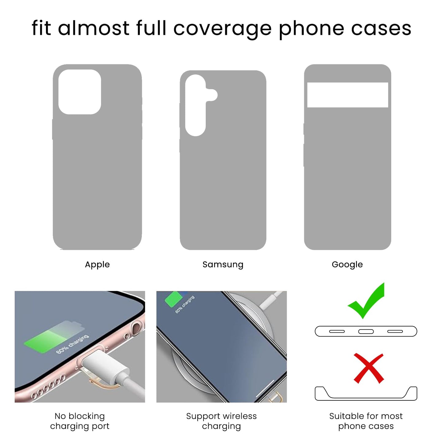 Casecond Crossbody Phone Lanyard Chain Shoulder CellPhone Strap Phone Charm Neck Chain iPhone Holder 3 Pad Patche Tether Universal for iPhone 16 Pro