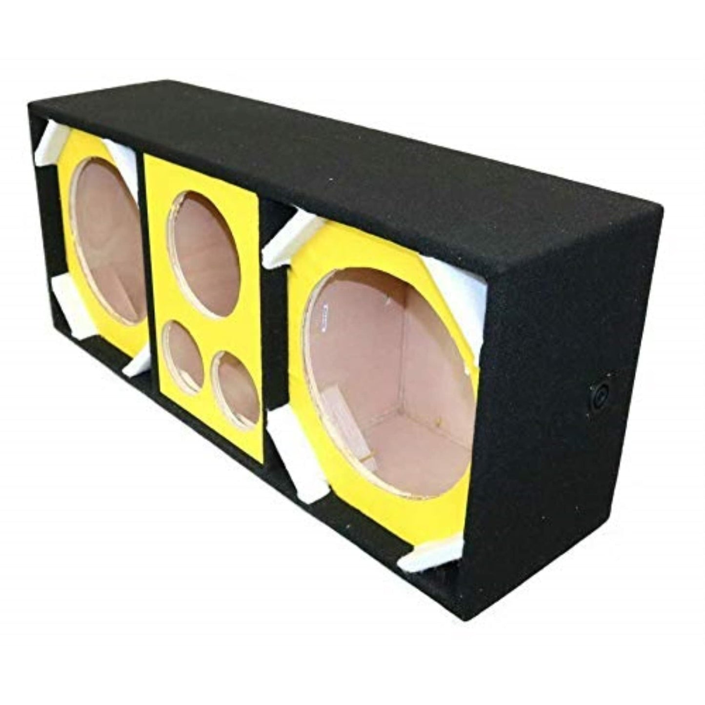 DEEJAY LED D10T2H1YELLOW Empty Chuchera Speaker Enclosure with Quad Port Two 10-inch Woofers Plus Two Tweeters and One Horn Heavy Duty Carpet