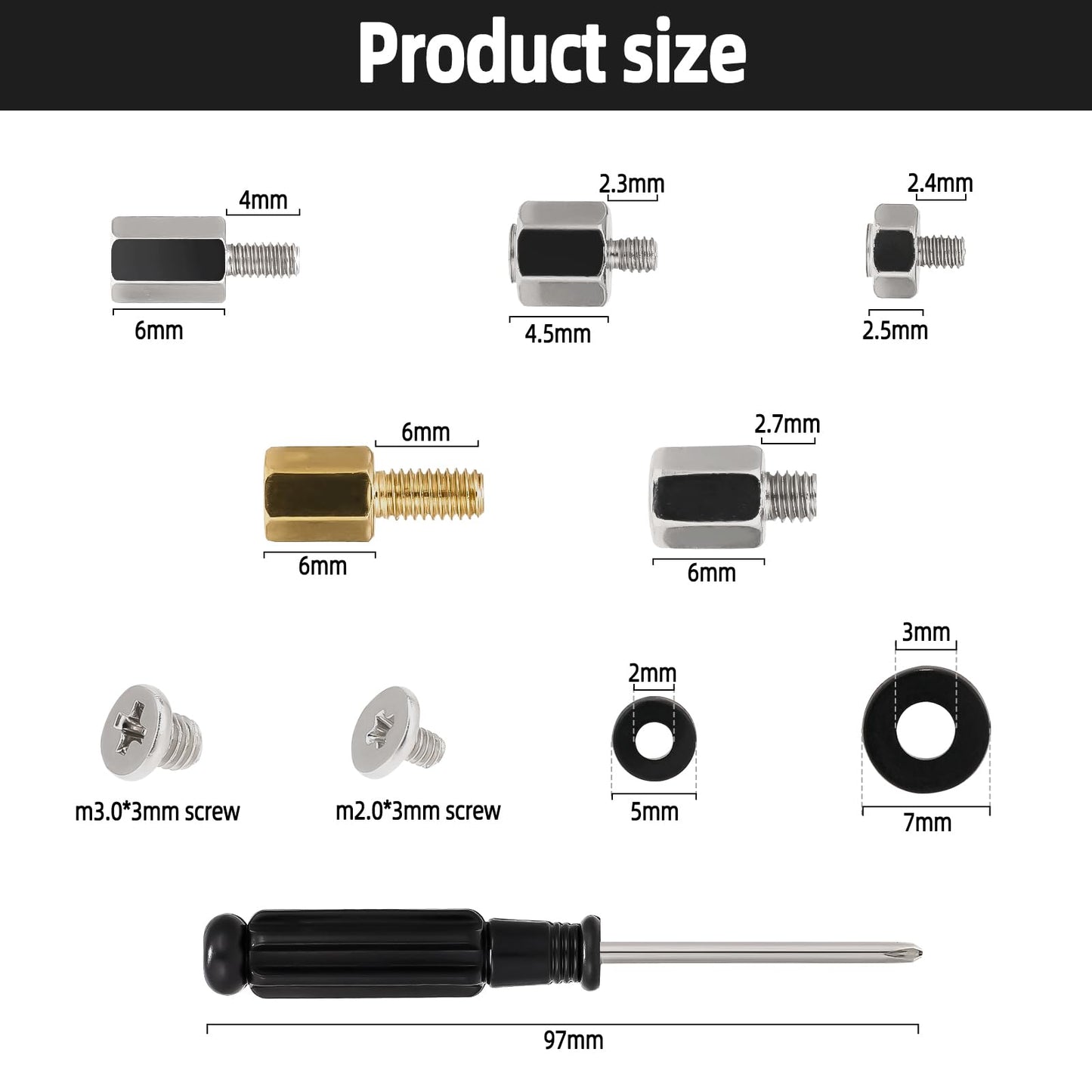 46PCS NVME M.2 SSD Mounting Screws M.2 SSD Screw Kit for Asus Gigabyte ASRock Msi Motherboards