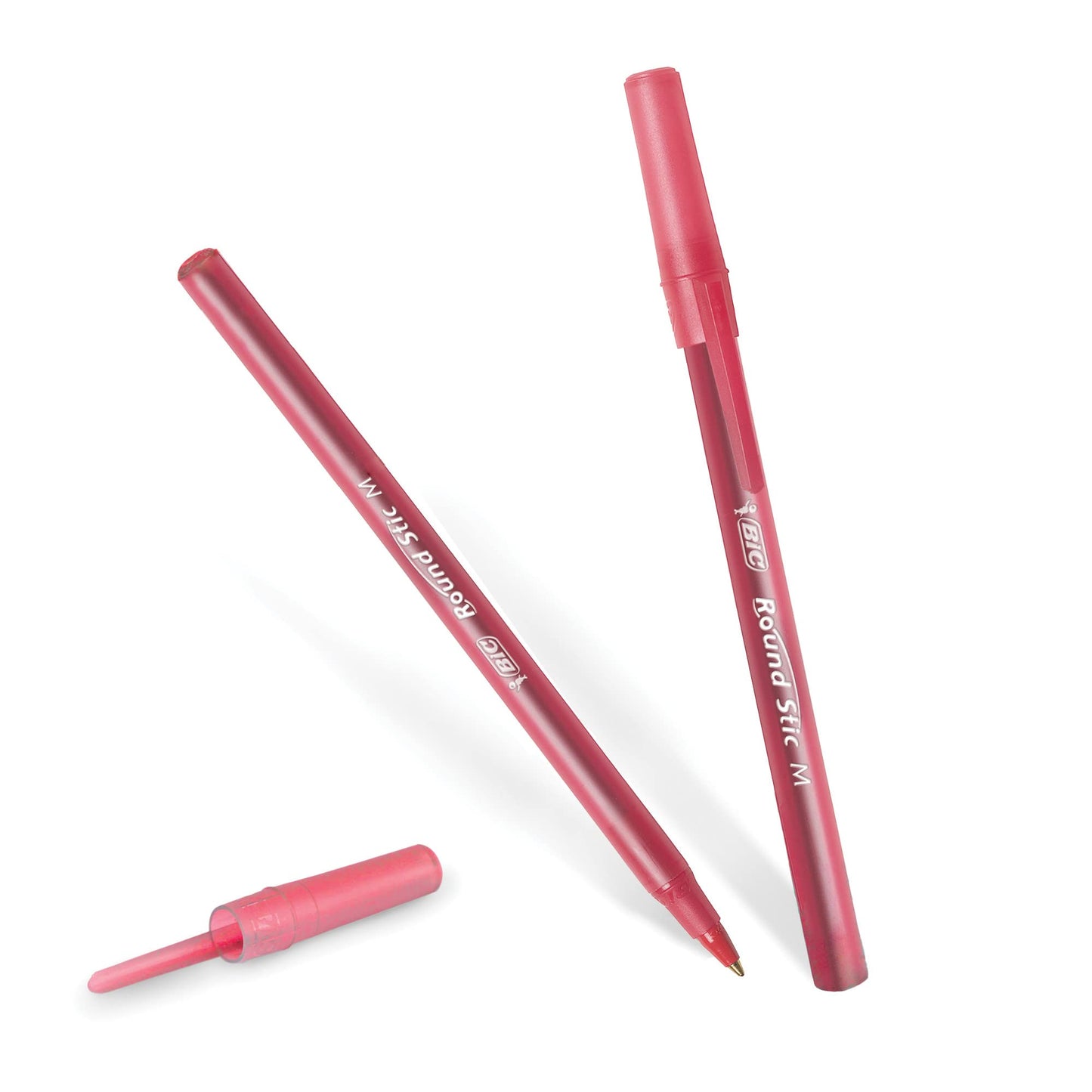BIC Round Stic Xtra Life Red Ballpoint Pens, Medium Point (1.0mm), 10-Count Pack of Bulk Pens, Flexible Round Barrel for Writing Comfort, No. 1