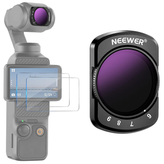 NEEWER Variable ND64-512 Filter Compatible with DJI Osmo Pocket 3, Magnetic 6-9 Limited Stops Adjustable ND Filter with HD Multi Coated Optical