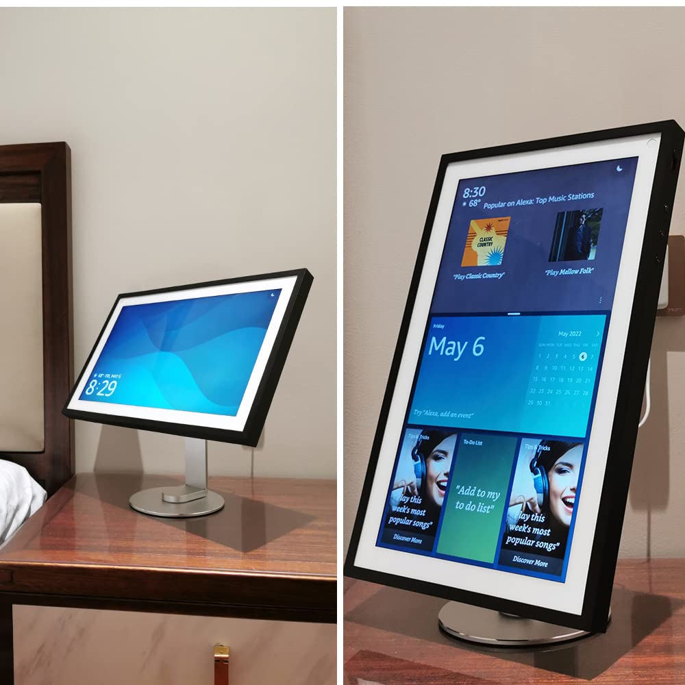 ATOPHK Ech_ooo Show 15 Stand - 360° Swivel & 50° Tilt Aluminum Base, Non-Slip Silicone Pad, Lifetime Durable Design, Only Made for Echo Show 15 Silver