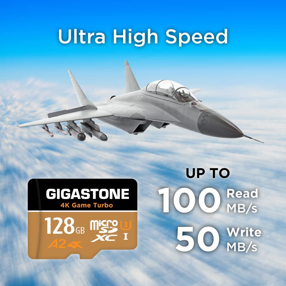 ?5-Years Data Recovery? GIGASTONE 128GB Micro SD Card, 4K Game Turbo, MicroSDXC Memory Card for Nintendo-Switch, GoPro, Action Camera, DJI, UHD Video