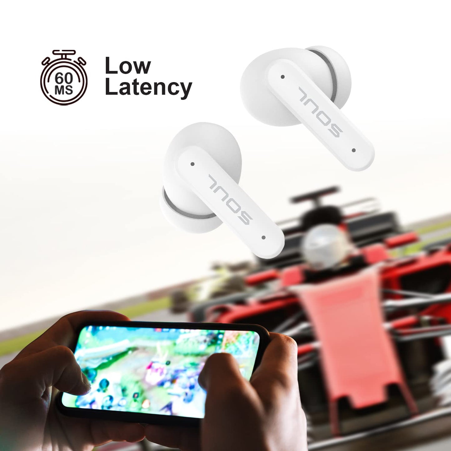 Soul Environmental Noise Cancelling Wireless Earbuds IPX4 Waterproof Bluetooth in Ear Headphones with Powerful Bass, 30H Playtime, Low Latency…