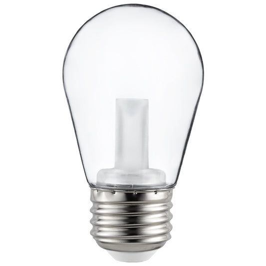 Sunlite LED S14 String Light Bulb, 1 Watt (10W Equivalent), 50 Lumens, Medium Base (E26), Non-Dimmable, ETL Listed, 2700K Soft White, Clear, 1 Count