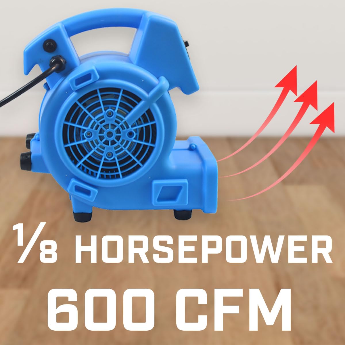 BLOTEK 1/8 HP 600 CFM Air Mini Mover Carpet Dryer Floor Fan with High-Power Airflow for Fast Drying WWD00