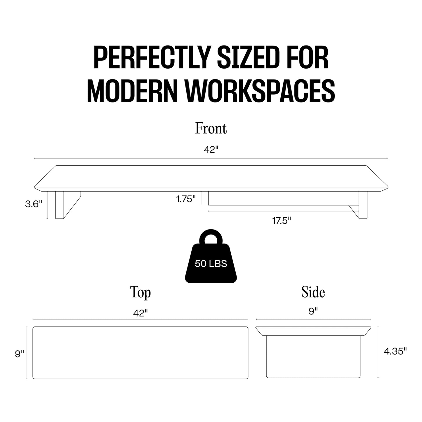 COREMINDED Solid Wood Dual Monitor Stand Riser - 43" Walnut Desk Shelf for 2 Monitors with Tray & Wool Felt, Organizer for Desktop, Laptop and Office