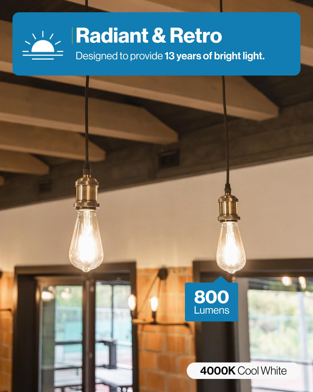 Sunco 12 Pack Edison Bulbs LED ST64 (ST19) Clear Glass Filament, Dimmable
