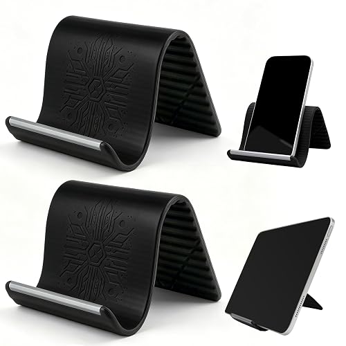 SINSETU 2 Pack Adjustable Foldable Silicone Phone Stand, Universal Bendable Cell Phone Tablet Holder, Portable Anti-Slip Desk Bed Phone Mount