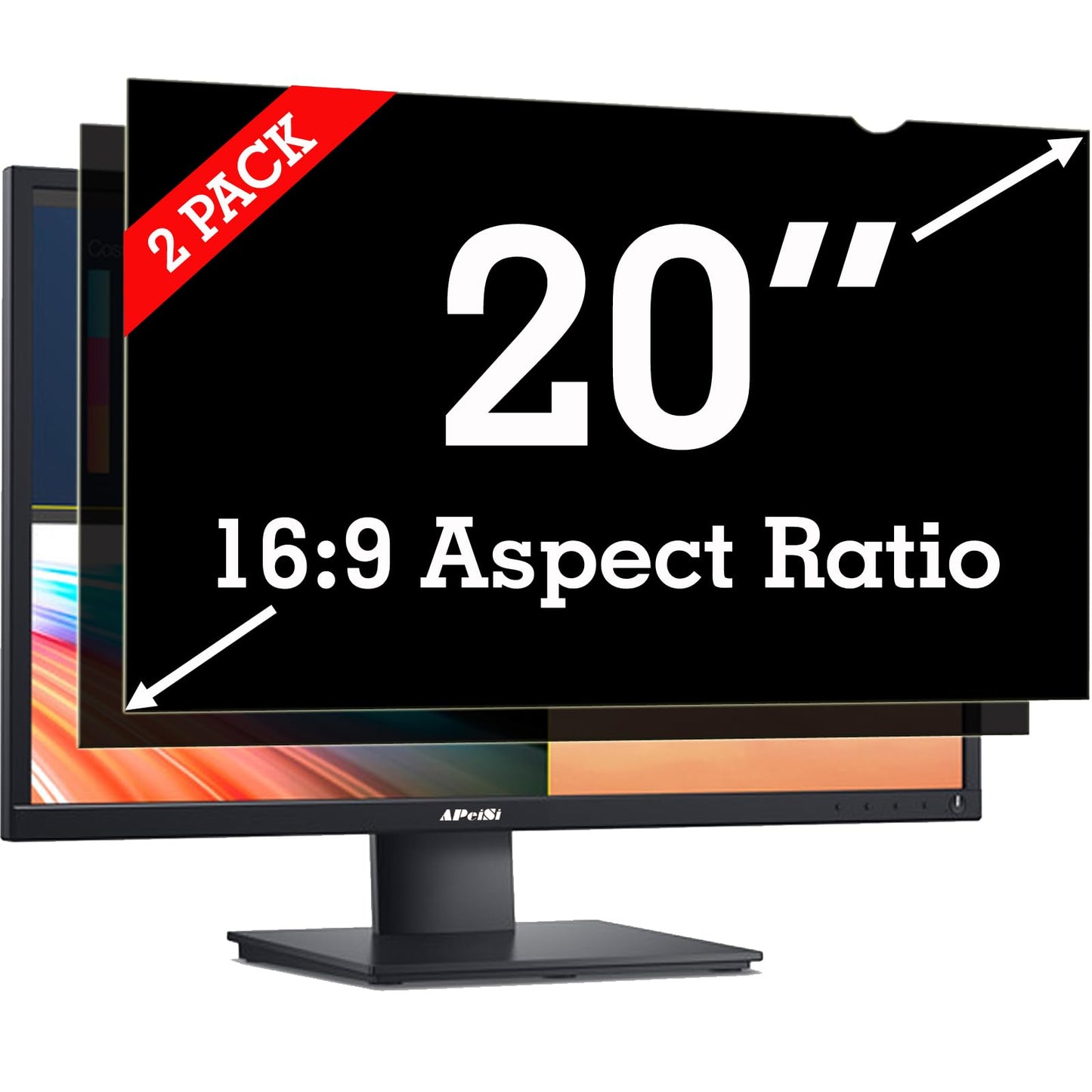 APeiSi [2 Pack] 20 Inch Privacy Screen Filter for Widescreen 16:9 Monitor | Privacy Shield | Anti-Glare |Anti-SPY | Anti-Blue light | Eye Protection |