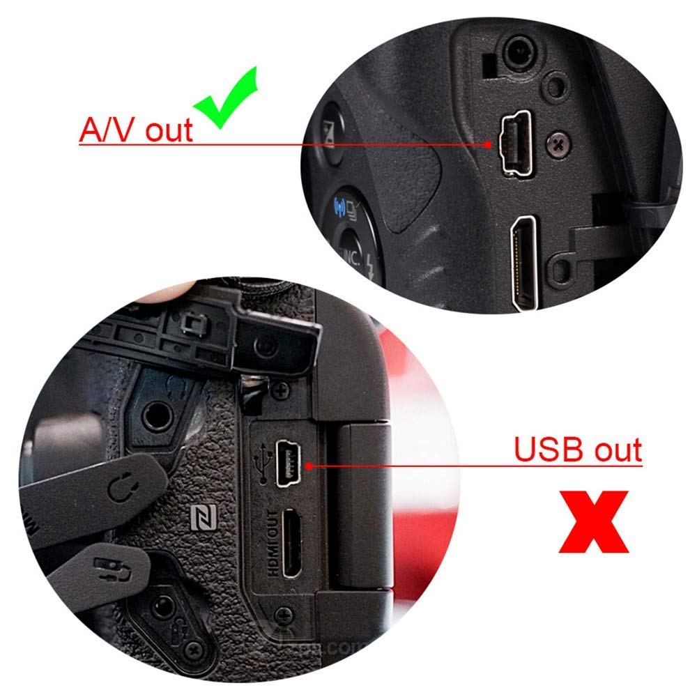 Mini USB to 3 RCA Cable AV Stereo Audio Video Cable Replacement for AVC-DC400ST EOS 7D, 60D, 60Da,70D,100D,550D, 600D, 650D, 700D & EOS Rebel SL1