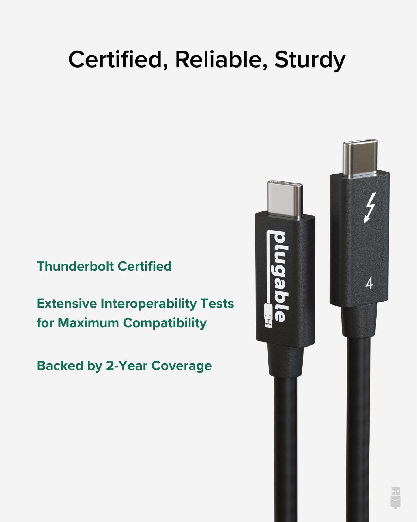 Plugable Thunderbolt 4 Cable [Thunderbolt Certified] - 3.3ft USB4 Cable with 100W Charging, Single 8K or Dual 4K Displays, 40Gbps Data Transfer |