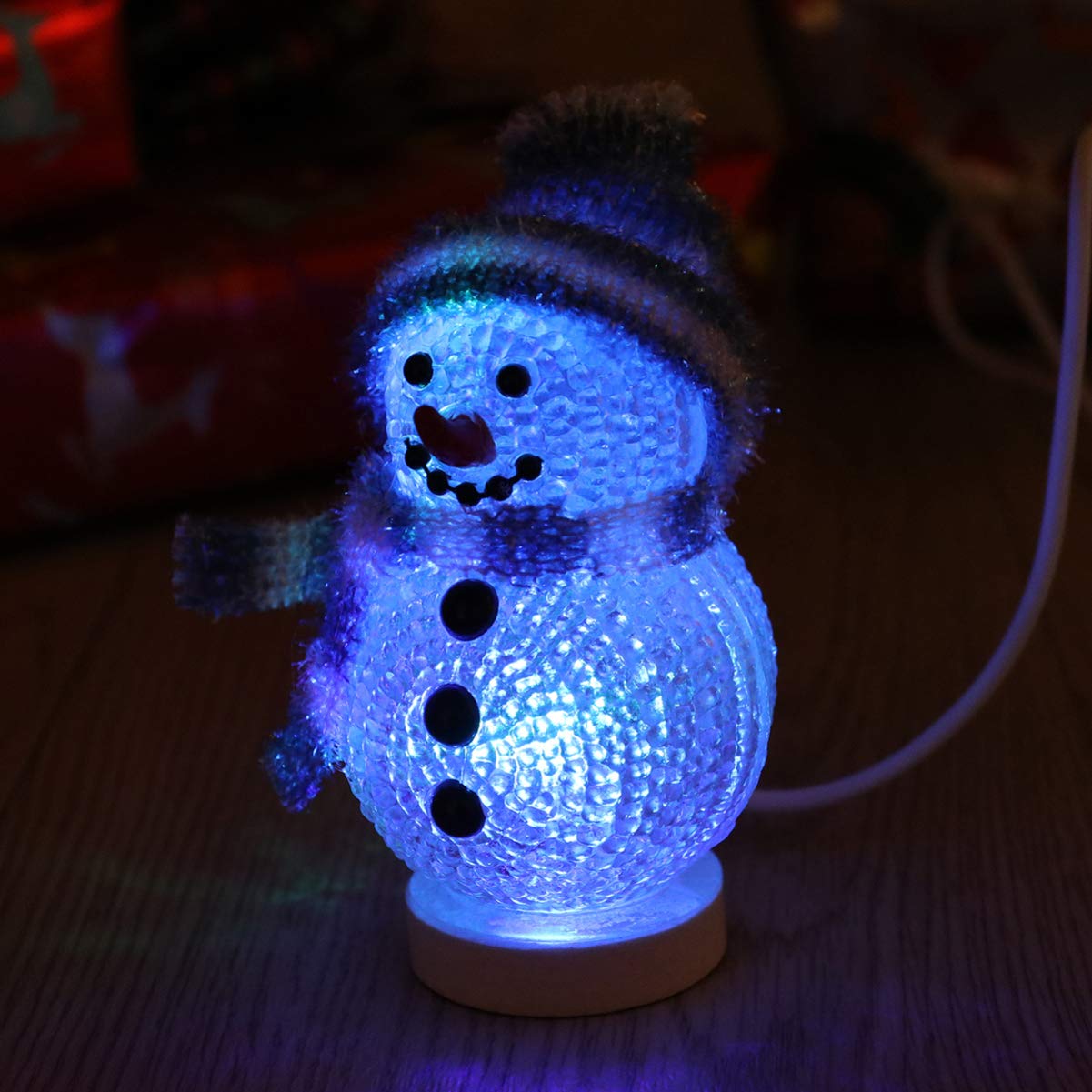Uonlytech 2pcs LED Christmas Lights Light Up Snowman Ornaments with Hat USB Charging RGB Color Changing Night Light Christmas Table Centerpiece