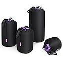 CADeN Lens Pouch Set 4 Pack Replacement Compatible for Canon, Nikon, Sony, Pentax, Olympus (Small, Medium, Large, X Large) Camera Lens Case Bag Thick