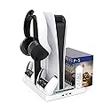Geliebt Lynn PS5 Cooling Stand with Fast PS5 Controller Charger, White