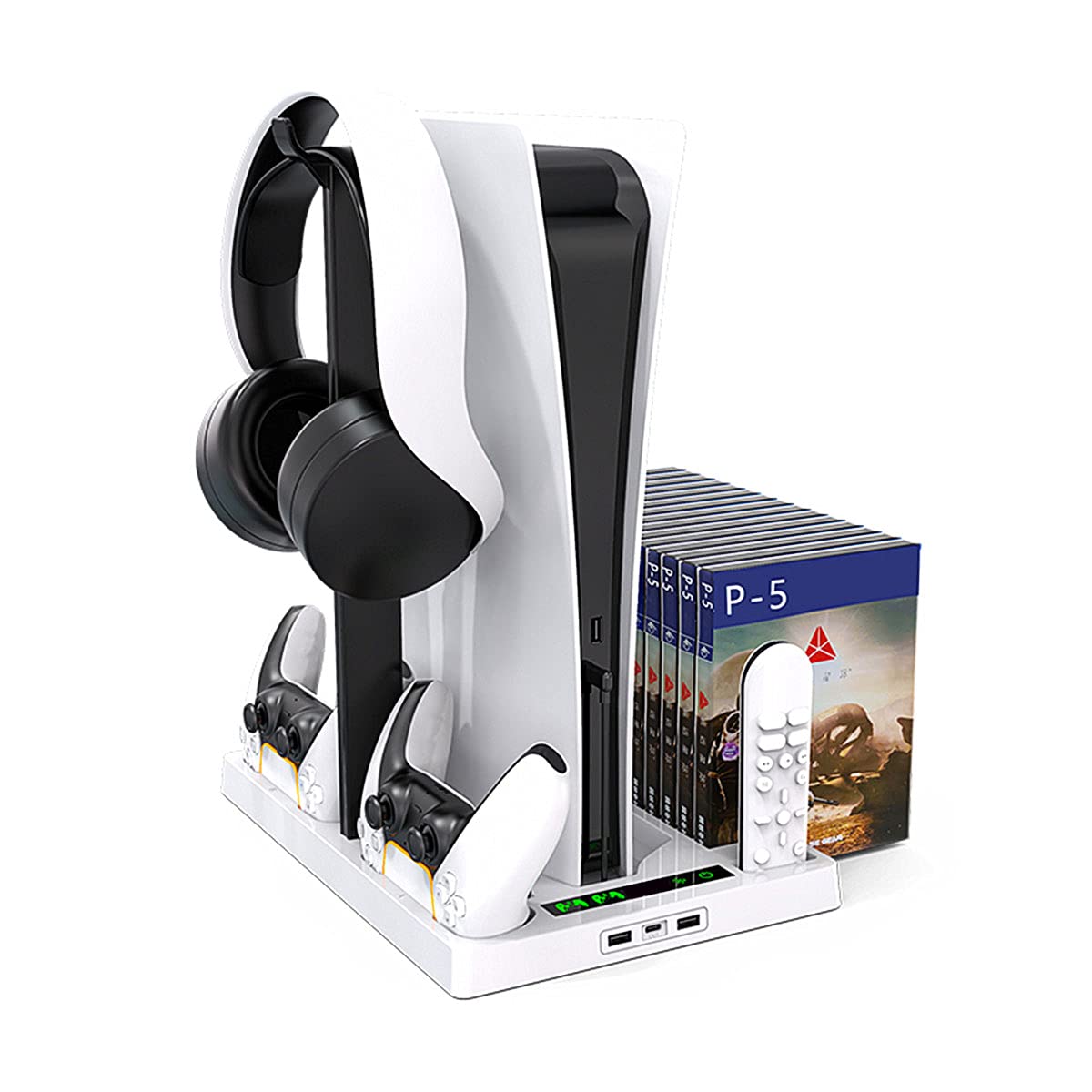 Geliebt Lynn PS5 Cooling Stand with Fast PS5 Controller Charger, White