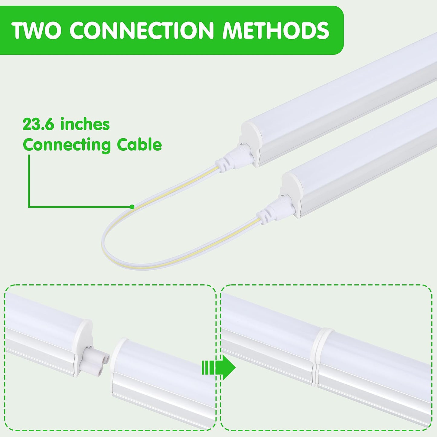 (6 Pack) LED T5 Integrated Single Fixture, 4FT 2400lm, 6500K Super Bright White, 22W Utility LED Shop Light, Ceiling and Under Cabinet Light,Tube