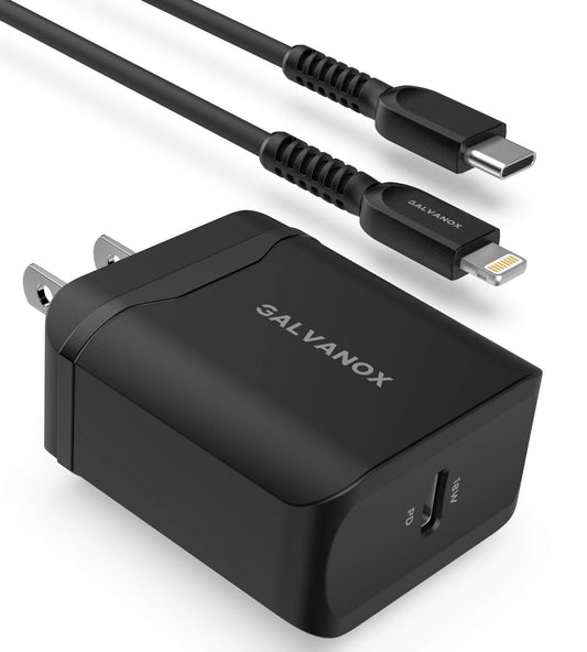 Galvanox iPhone Charger with Wall Plug (Apple MFi Certified) Fast Charging USB C to Lightning Cable with 18W Adapter for 2020 iPhone SE/11/12/13 Pro