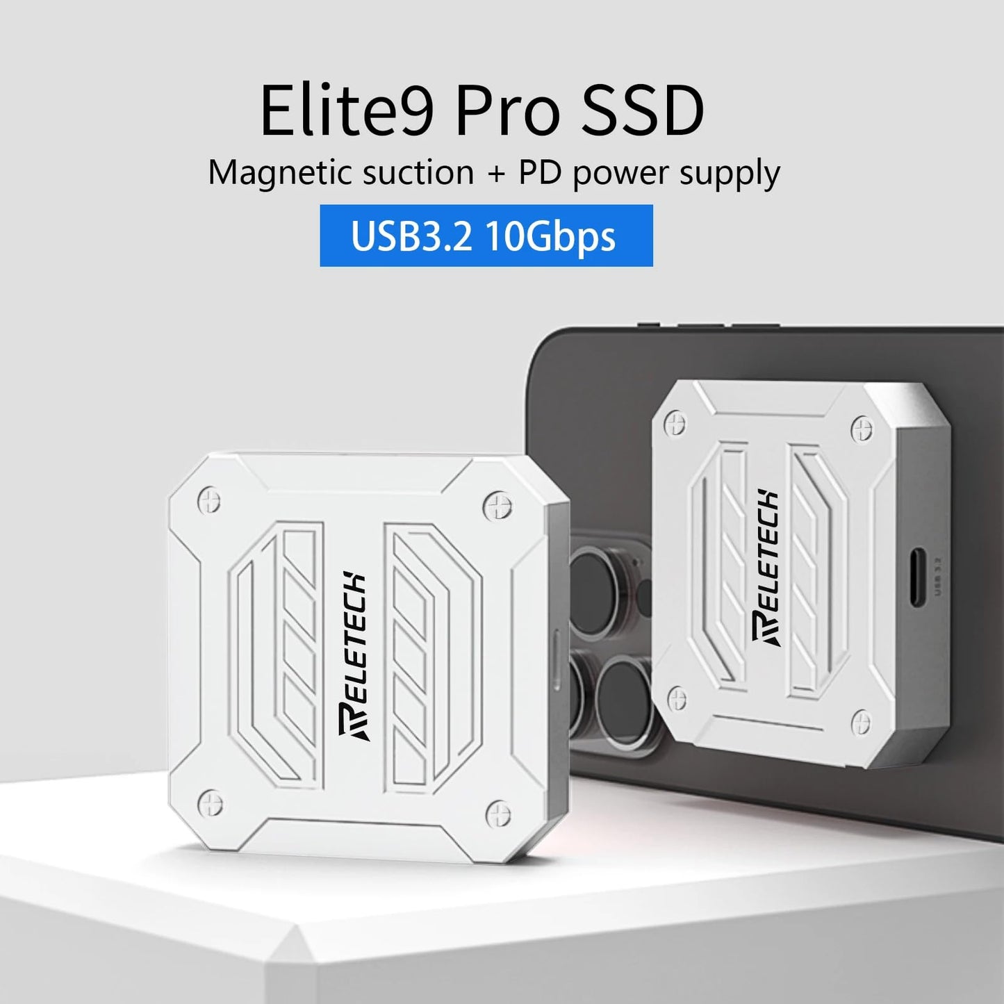 Reletech 1TB Magnetic Portable External Solid State Drive, Aluminum Alloy, 4K ProRes HDR Record and Store, PD100W Charging Up to 1000MB/s USB 3.2